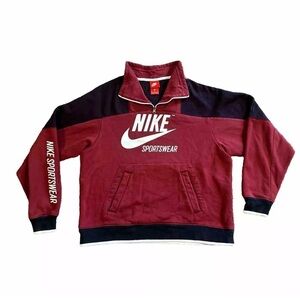90s Style NIKE Sportswear Burgundy Sweater Pullover Jacket Red Tag Womens Medium